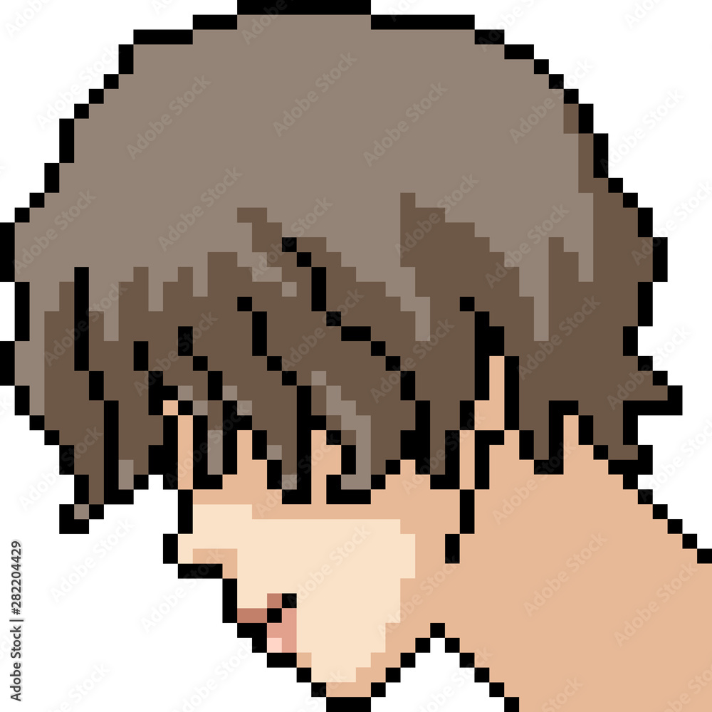Fototapeta premium vector pixel art teenager head