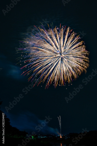 A display of fireworks at Sanda city, Hyogo, Japan photo