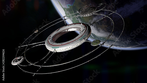 Fototapeta Naklejka Na Ścianę i Meble -  space station in orbit of planet Earth