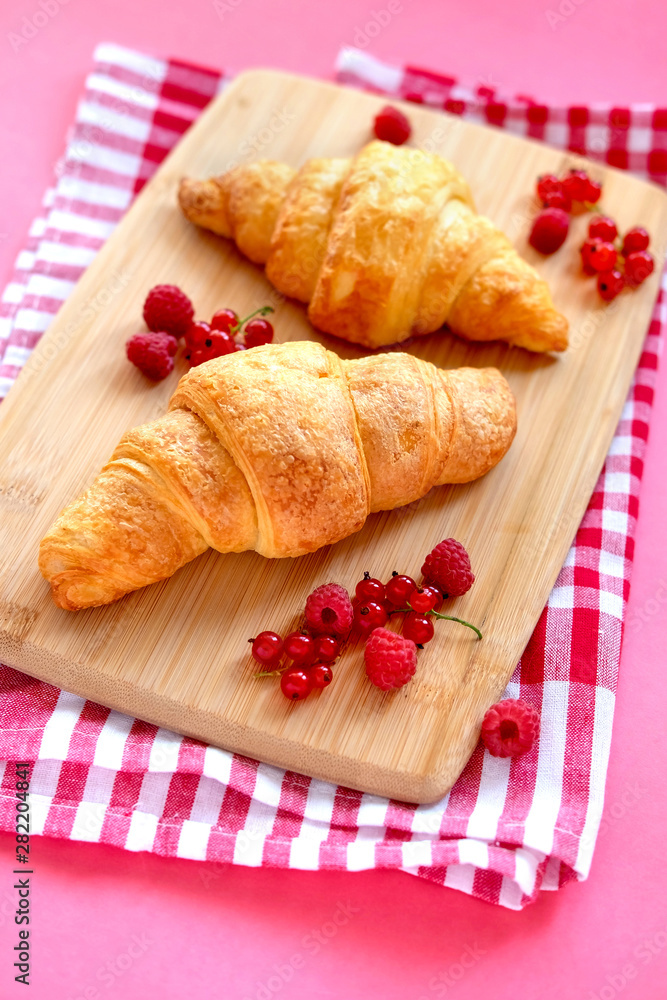 Homemade Croissant And Fresh Red Currants. Homemade Croissant And Fresh Red Currants.