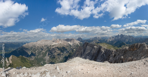 wide view from the top of Picco di Vallandro in Dolomites photo