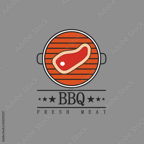 Vector illustration logo barbecue. Fresh grilled meat