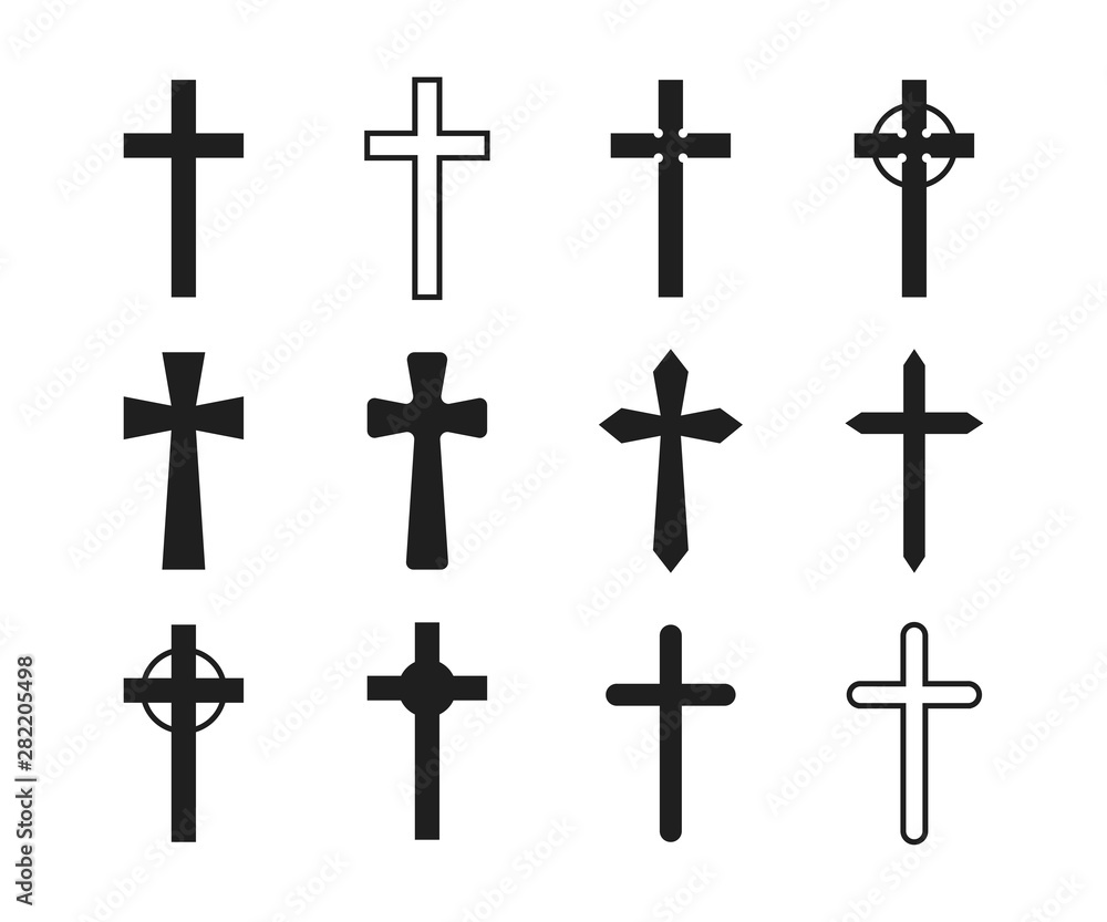 Vector illustration set of christian and catholic crosses