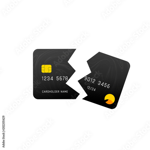 Broken credit card vector design. Failed money transaction.