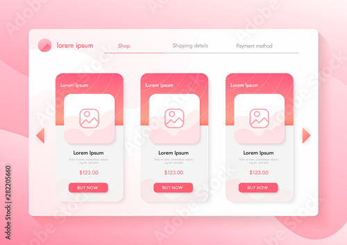 Ui elements for web store or mobile app. Online internet shop template. Trendy flat banners with place for products image.  Browser window.