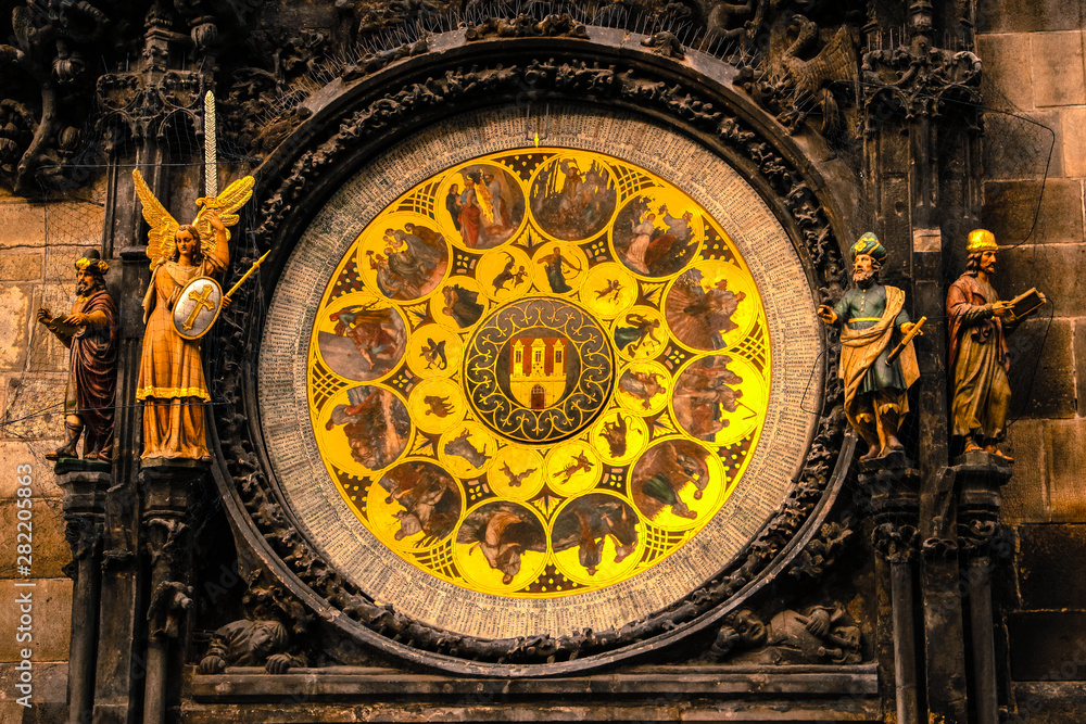 Close up of the The Prague astronomical clock, Prague, Czech Republic