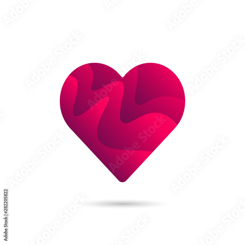 Abstract liquid gradient heart vector design. Isolated love sign. Layered hearth logo.