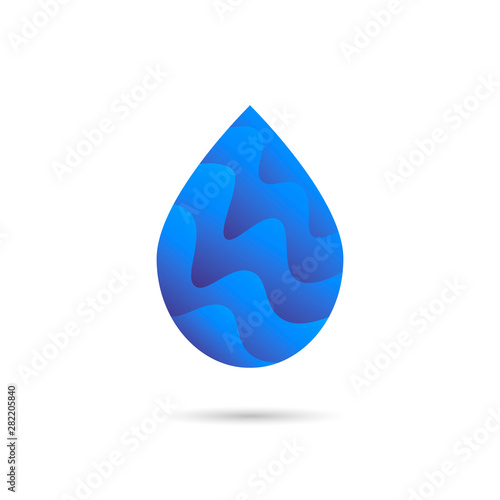 Abstract liquid gradient latered waterdrop icon sign. Isolated clean logo vector design. photo