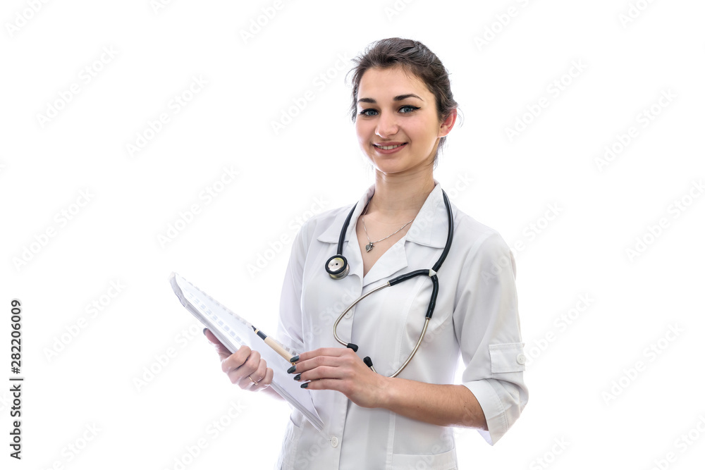 Portrait of a doctor with documents isolated on white Portrait of a doctor with documents isolated on white