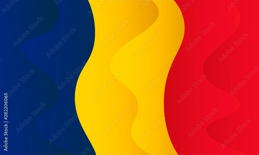 Romania flag icon vector design. Abstract liquid gradient background. Trendy layered backdrop. Romania flag icon vector design. Abstract liquid gradient background. Trendy layered backdrop.