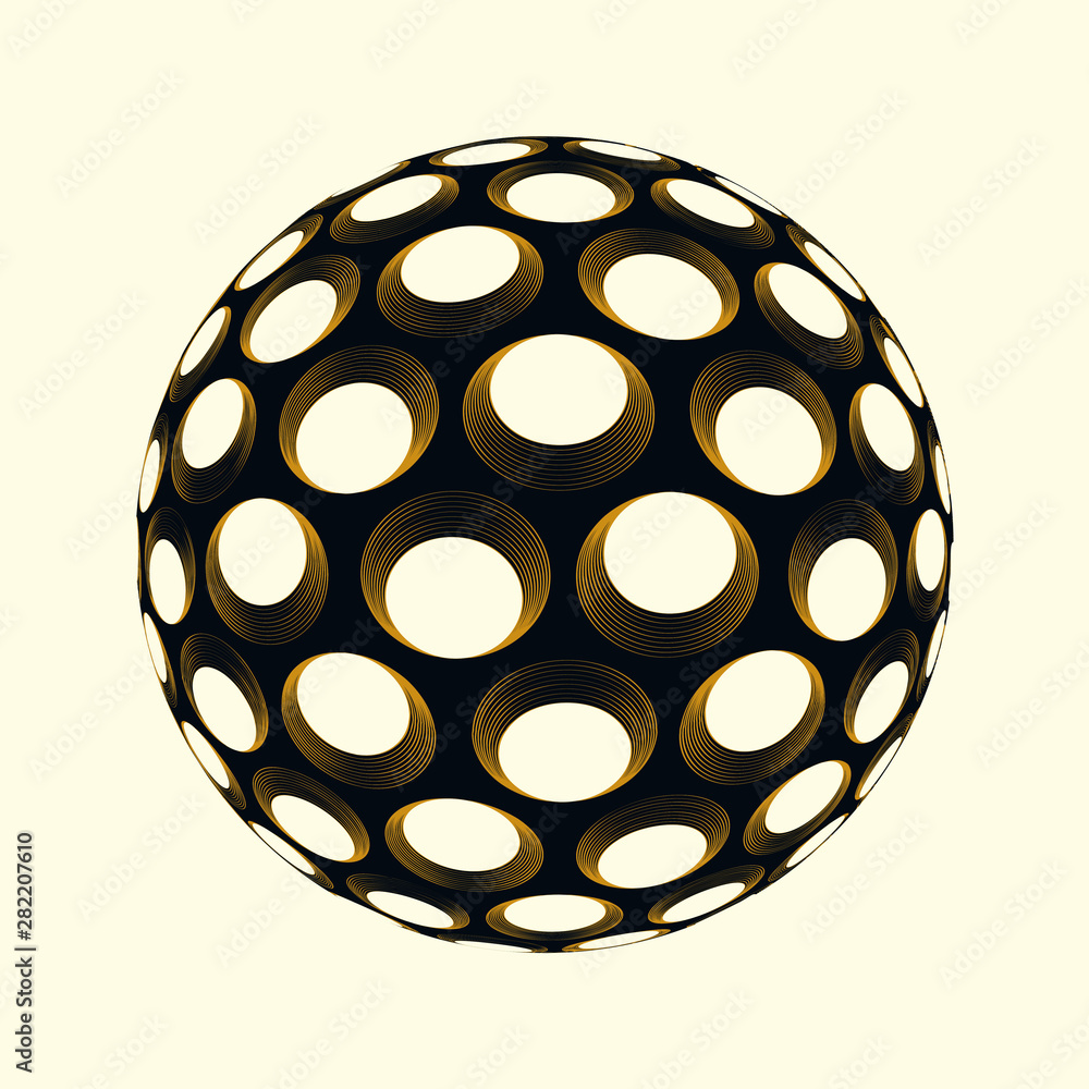 optical illusion dotted sphere ivory gold black optical illusion dotted sphere ivory gold black