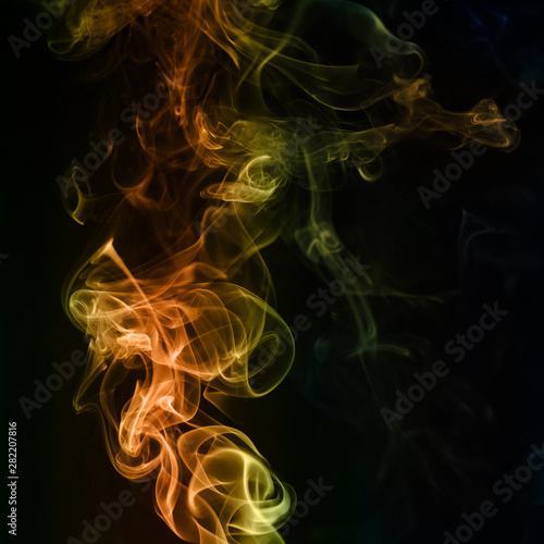 colorful smoke isolated on black background