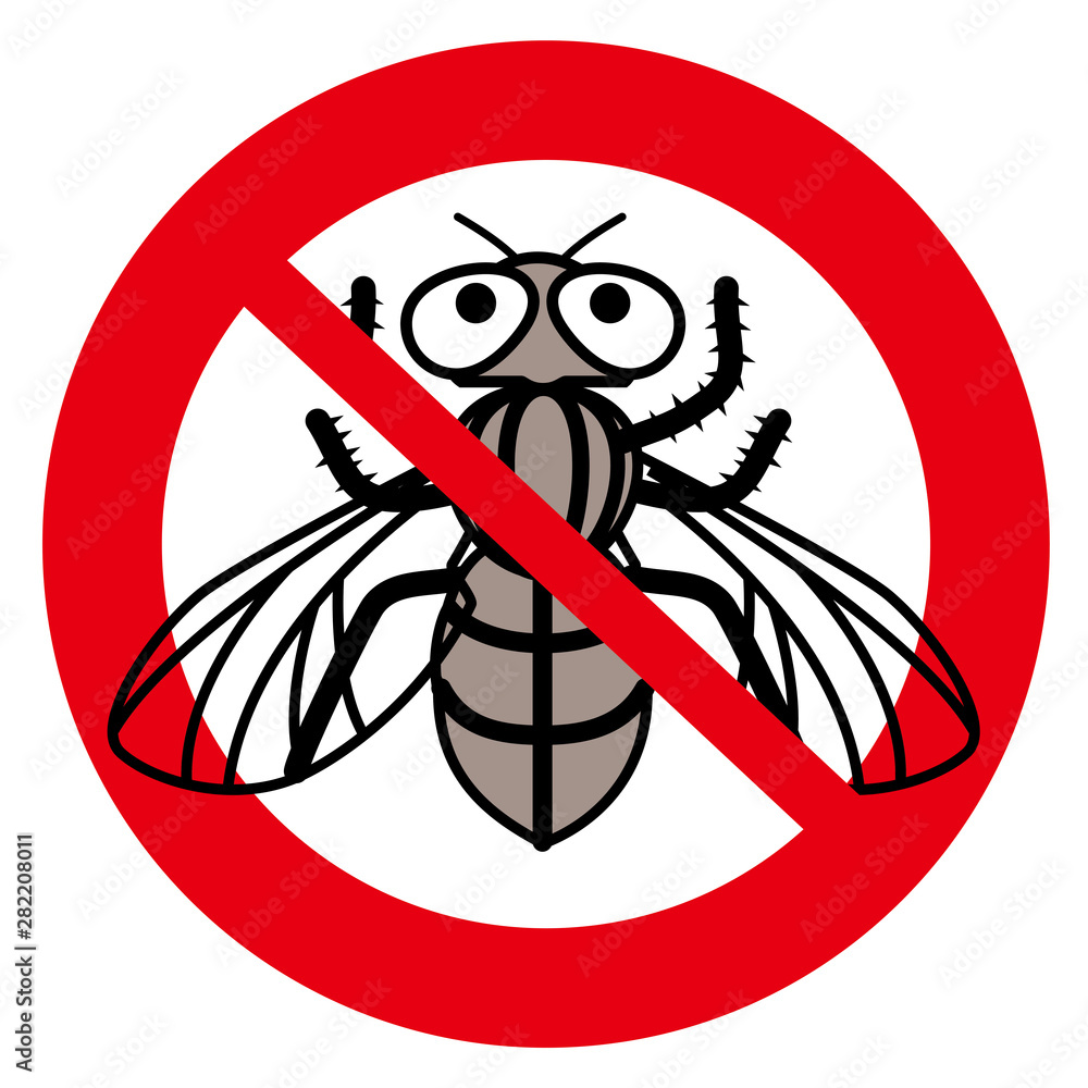擬人化した昆虫のイラスト 害虫 禁止マーク アイコン ハエ 蝿のイラスト キャラクター Stock ベクター Adobe Stock