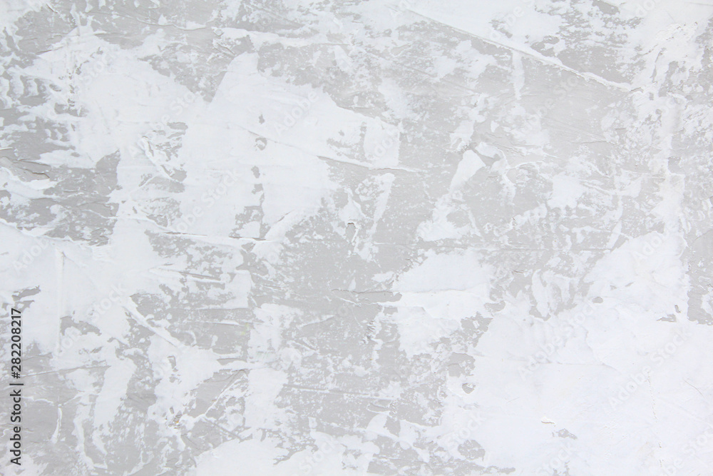 White and grey wall stucco texture background. Decorative wall paint.