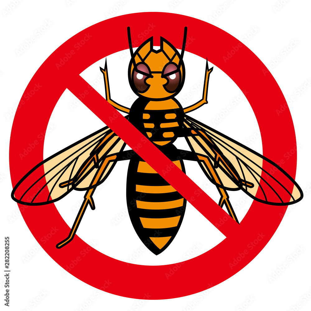 擬人化した昆虫のイラスト 害虫 禁止マーク アイコン スズメバチのイラスト キャラクター Stock Vector Adobe Stock