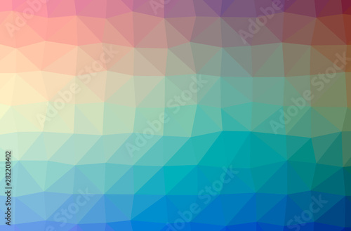 Illustration of abstract Blue, Yellow And Green horizontal low poly background. Beautiful polygon design pattern.