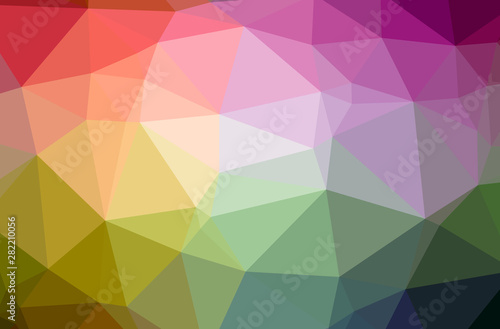Illustration of abstract Green  Orange  Pink  Red horizontal low poly background. Beautiful polygon design pattern.