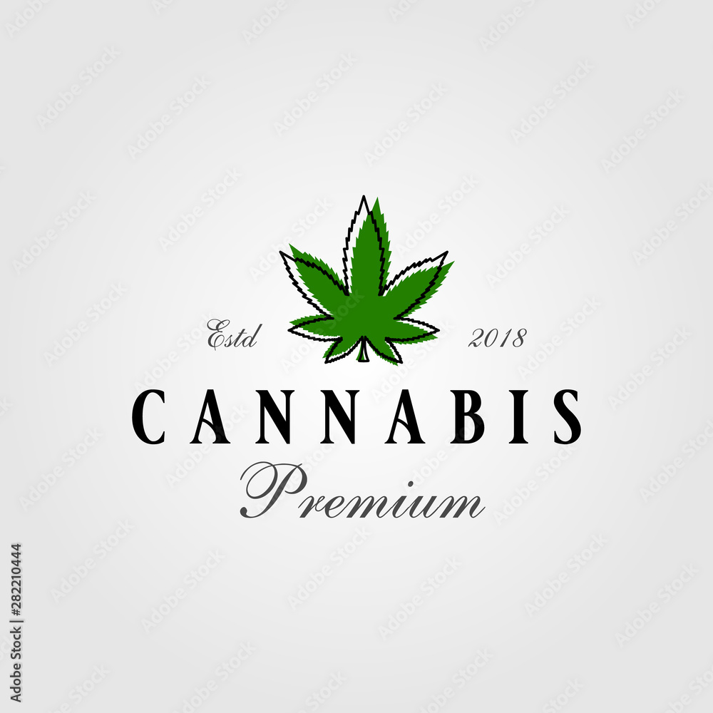 vintage cannabis green leaf logo designs