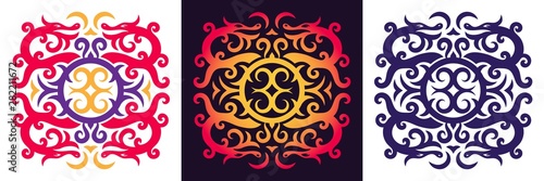 Intricate dragon pattern. Viking or Celtic ornament with four curved dragons. Vector illustration.
