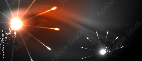 Colorful pyrotechnics show. Sky clouds. Black background. Festival celebration. Abstract fireworks dark sky night.