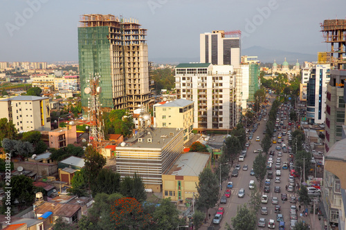 Busy skyline of Addis Ababa, Ethiopia photo