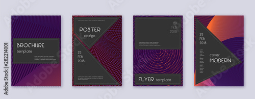 Black brochure design template set. Violet abstrac