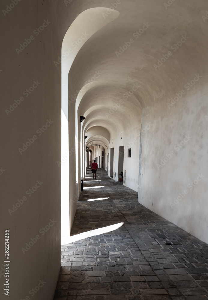 Fototapeta premium Nocera Umbra (Italy) - A little charming stone medieval city on the hill, with suggestive alley and square, in province of Perugia. Here a view of historical center.