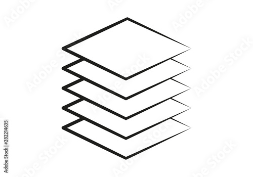 Logo de cuadrados superpuestos sobre fondo blanco.