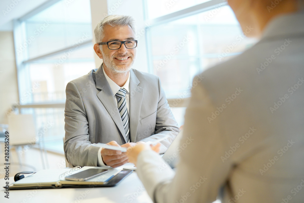 Coporate interview between executive and candidate Stock Photo | Adobe ...