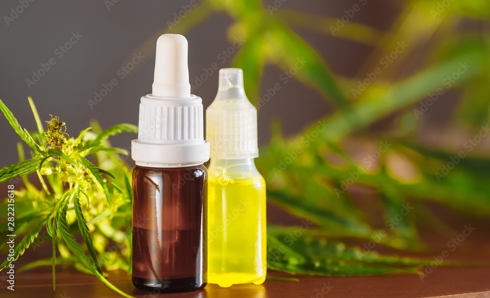 Cannabis plant herbal pharmaceutical CBD oil from jar. Wellness Hemp Cannabidiol. CBD oil bottles cannabis extract tincture liquid on wooden table. Medical marijuana concept. Place for copy space Cannabis plant herbal pharmaceutical CBD oil from jar. Wellness Hemp Cannabidiol. CBD oil bottles cannabis extract tincture liquid on wooden table. Medical marijuana concept. Place for copy space