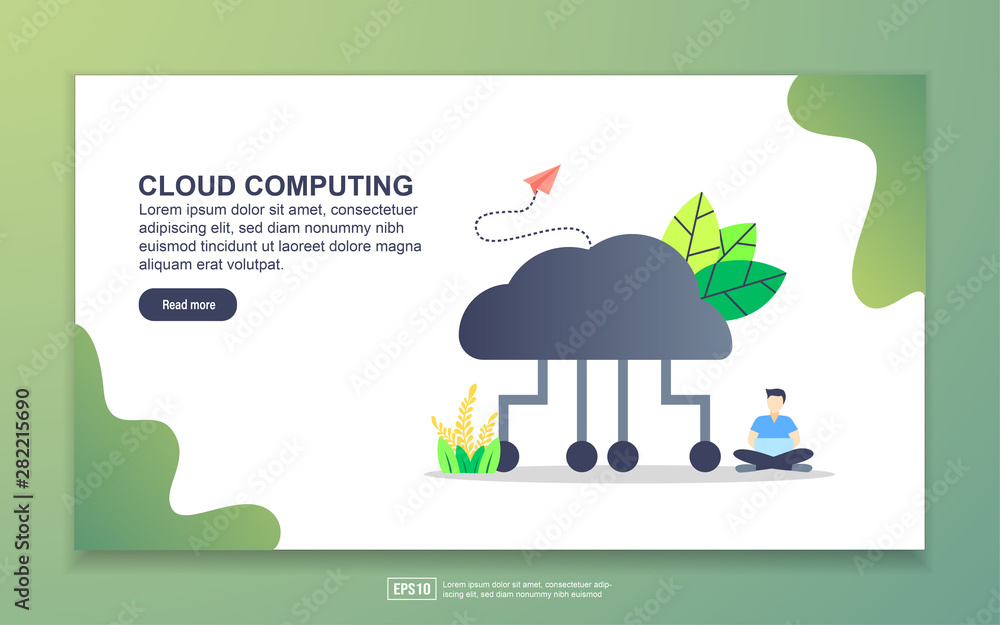 Landing page template of cloud computing. Modern flat design concept of web page design for website and mobile website. Easy to edit and customize