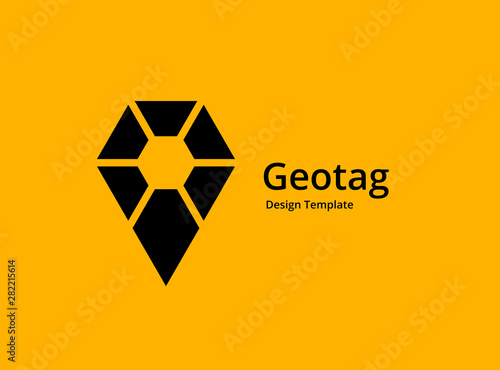 Geotag with shield or location pin logo icon design