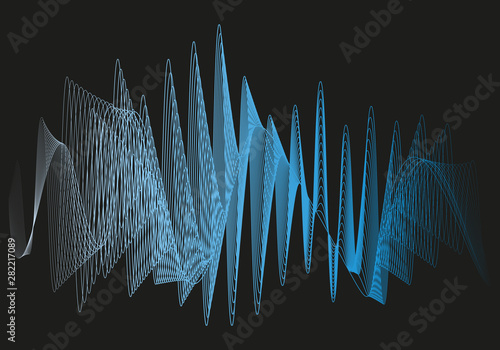 Ondas azules sobre fondo negro.