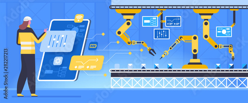 Conveyor configurations flat vector illustration