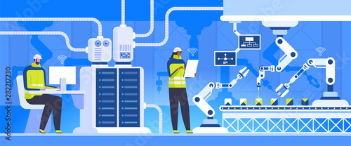 Manufacturing control flat vector illustration