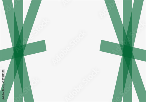 Fondo blanco con cintas verdes.