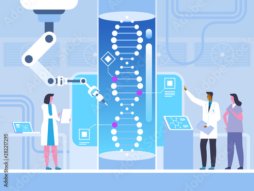Gene modification flat vector illustration