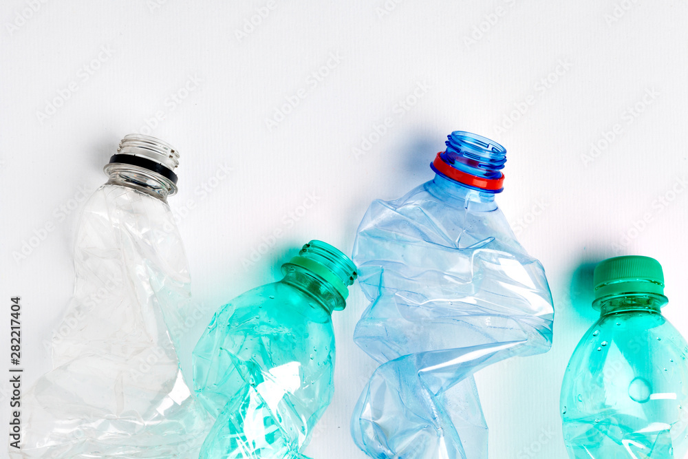 Empty colorful plastic bottles are recyclable waste Empty colorful plastic bottles are recyclable waste