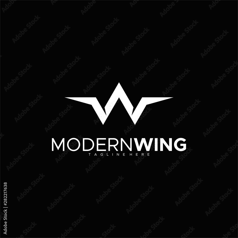 LETTER W FOR MODERN WING LOGO DESIGN Stock Vector | Adobe Stock