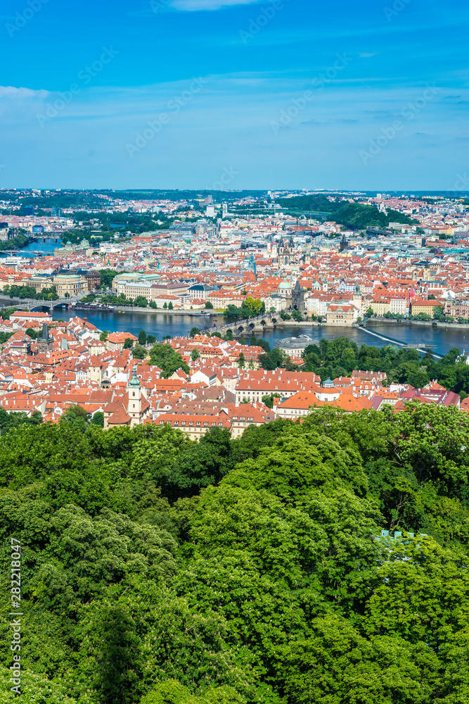 The Vltava river running through Prague, Czech Republic.