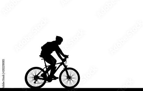 Silhouette Cycling on white background