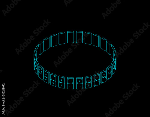 Circle of dominoes. Isolate...