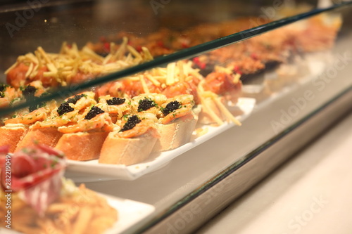 Spanish food restaurant tapas display