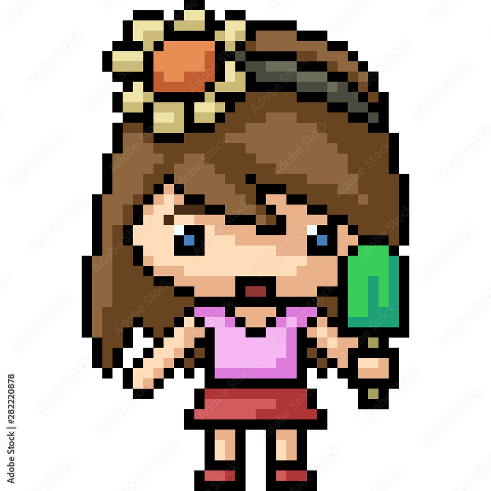 Fototapeta premium vector pixel art chibi girl