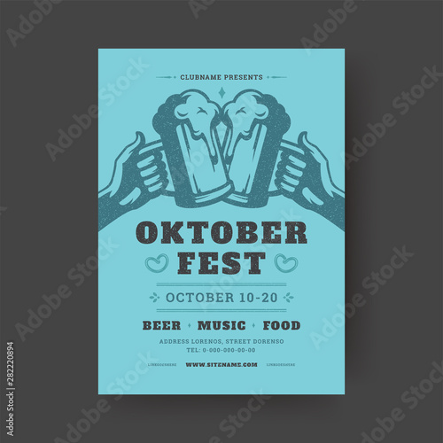 Oktoberfest party flyer vintage typography template design invitation beer festival celebration vector poster.