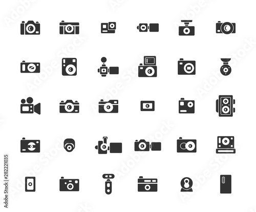 Camera Solid Icon Set ,Vector Illustration.