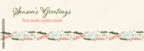Vector winter foliage seamless border holiday seasons greetings.
