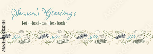 Vector winter foliage seamless border holiday seasons greetings.