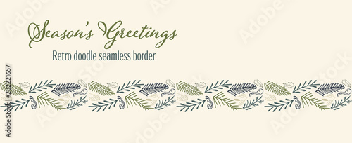 Vector winter foliage seamless border holiday seasons greetings.