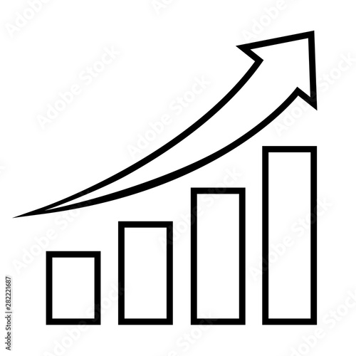 Growth chart line icon, logo isolated on white background